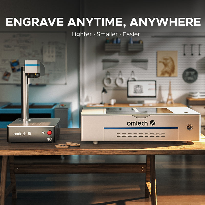 OMTech Fiber Laser Marking Machine Net weight 40 lb.Could Engraving Anywhere, Lighter, Smaller, Easier