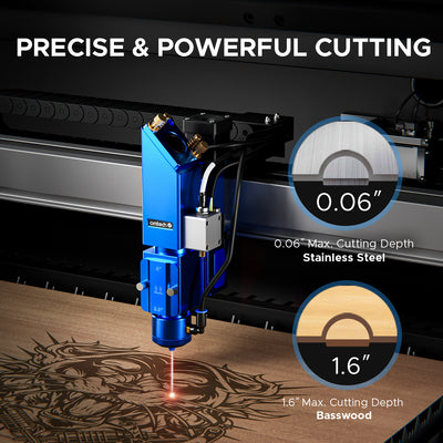 OMTech Pro 3655 Hybrid 150W Laser Cutting and Engraving Machine with 34'' x 54'' Working Area, Autofocus and Built-in Water Chiller